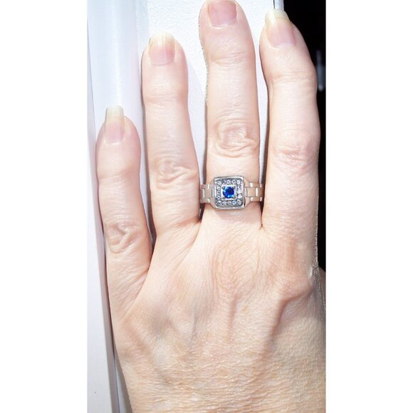 STAINLESS STEEL Synthetic Montana CZ Watch Band Style Band Men's Ring - Picture 2 of 15